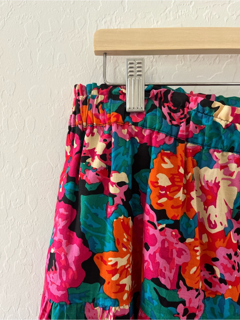 Pink and Green Floral Midi Skirt | Colorful Cottagecore Size XL - Picture 4 of 7